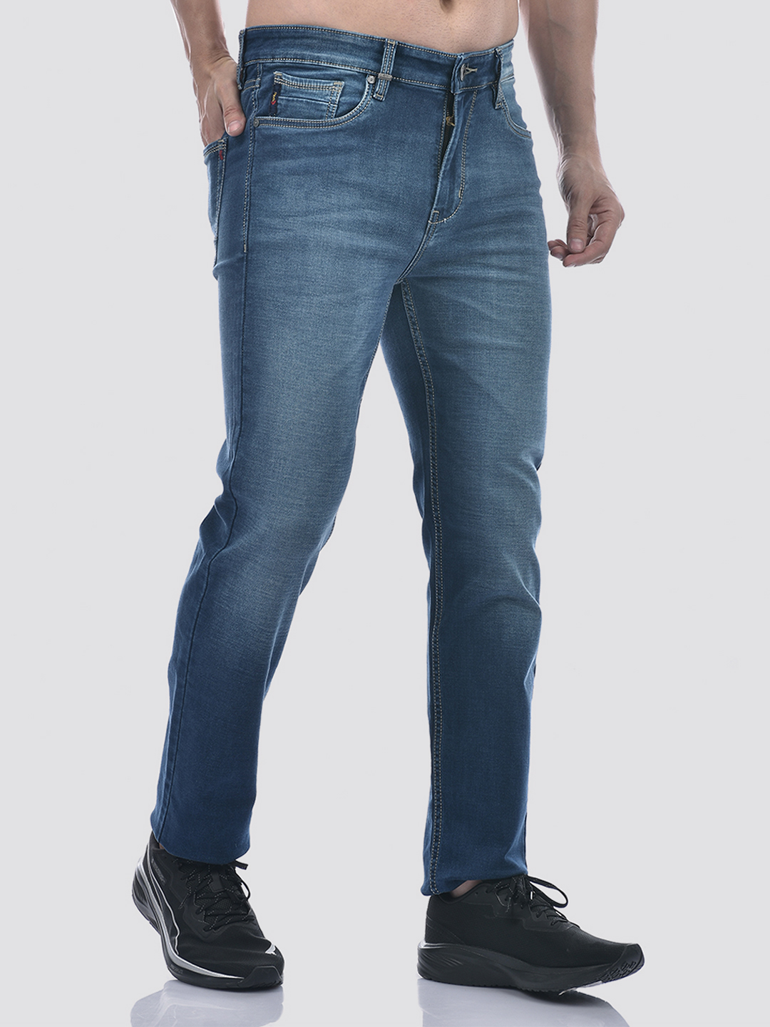 Numero Uno Men Mid Blue Mid Blue Slim Fit Mid Rise Sustainable Jeans